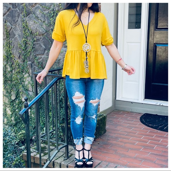 ✨LAST ONES SALE✨PRETTY MUSTARD TUNIC TOP - Picture 5 of 6